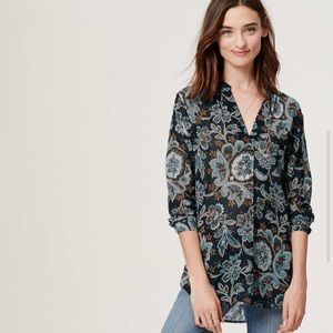 Loft split neck poet blouse